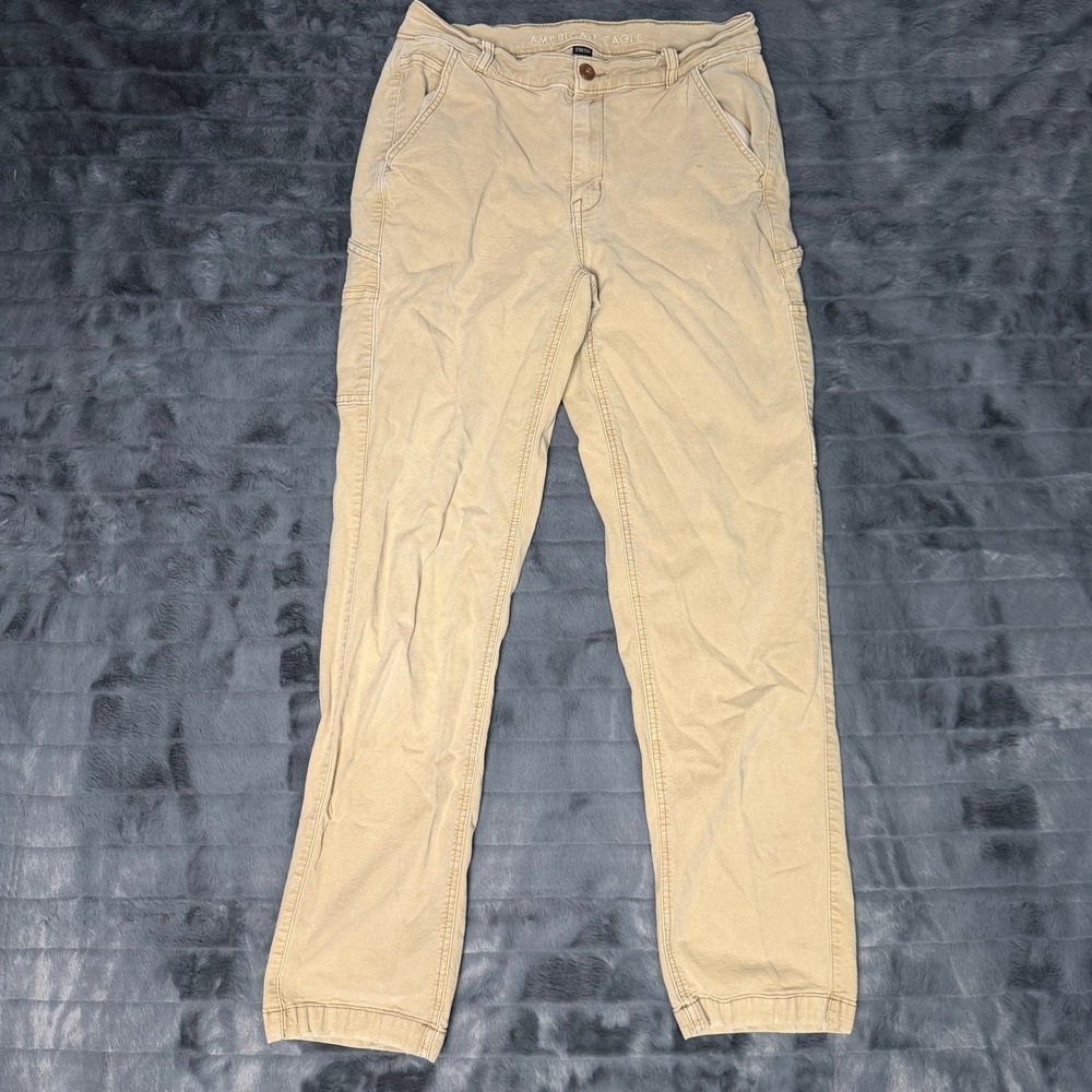 American Eagle High Rise Straight Carpenter Pants Tan Khaki Women Size 8 Regular